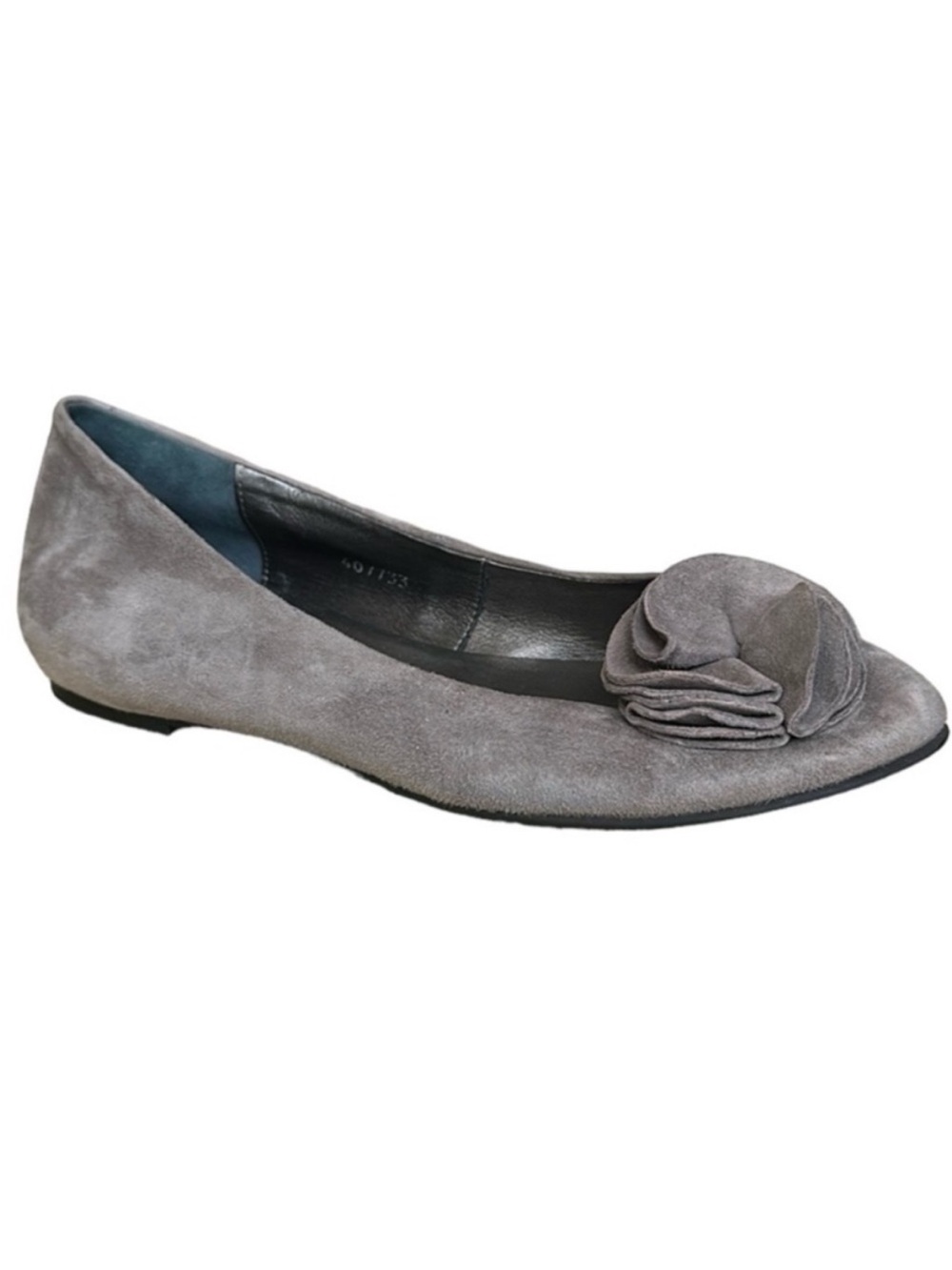 Bruno Premi gray suede ruffled flower ballerina flats EU 40 US 9
